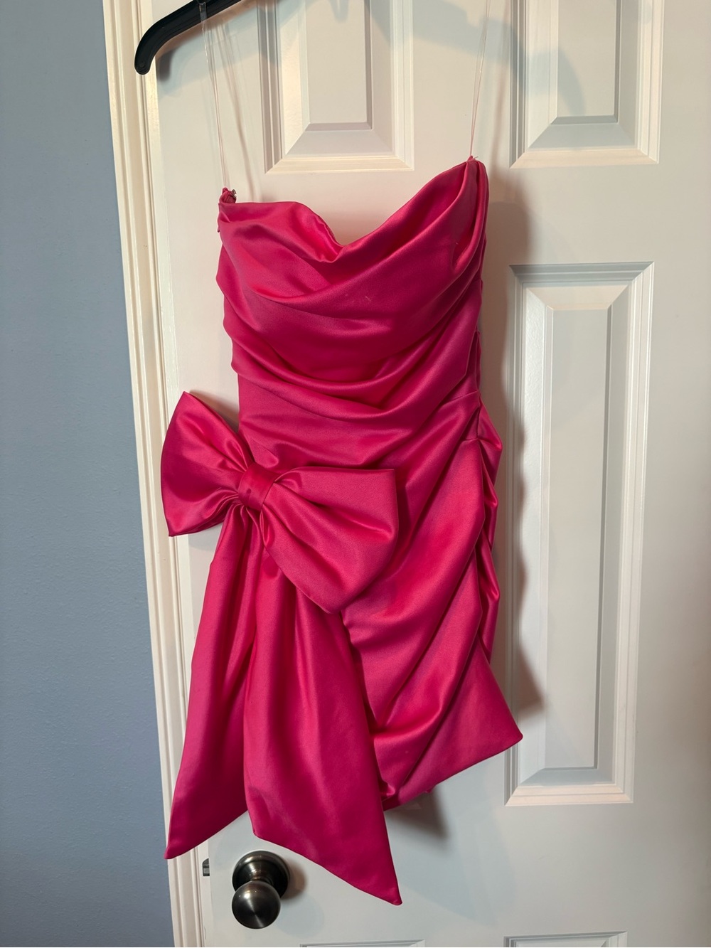 Hot Pink Strapless Bow-Accent Party Dress